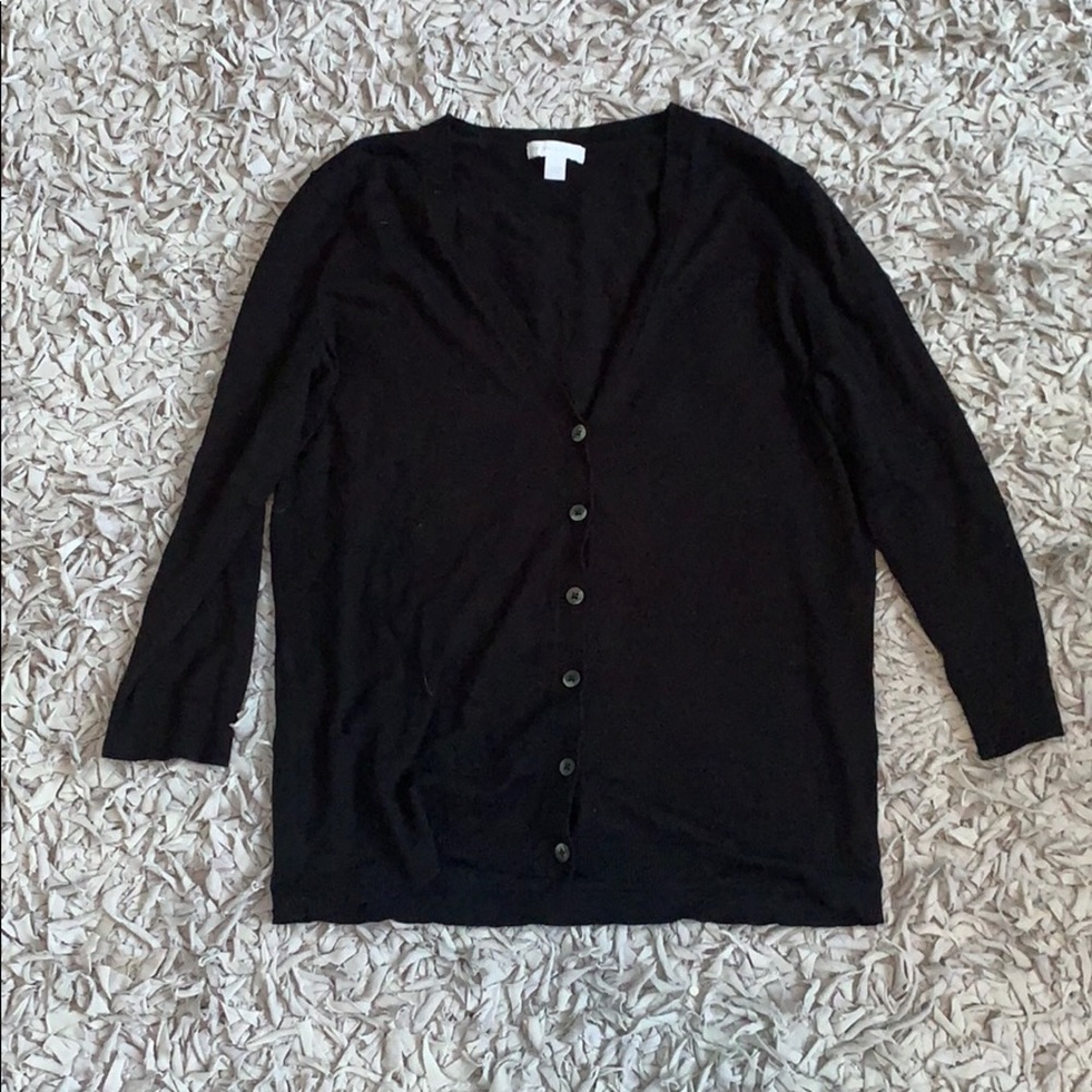 Black 3/4 sleeve button up cardigan